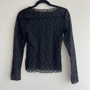 Lace black sheer long sleeve